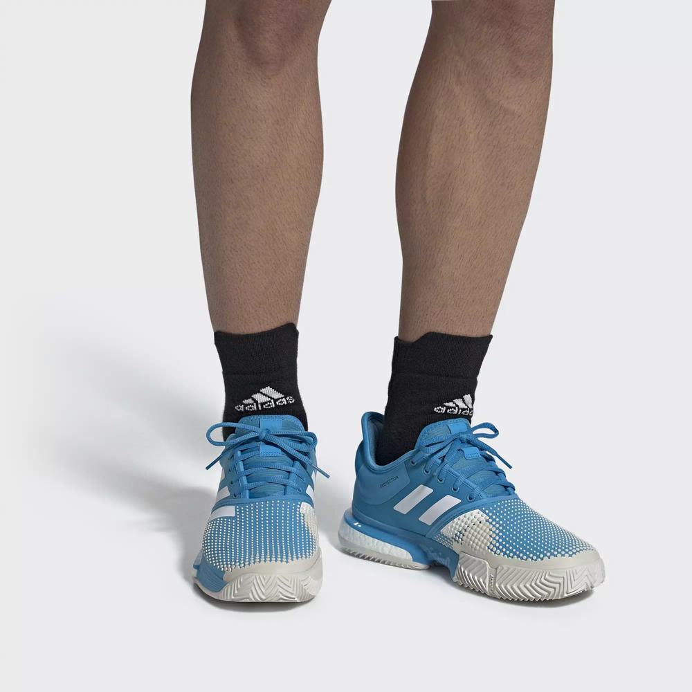 Adidas SoleCourt Boost Clay Zapatillas De Tenis Azules Para Hombre (MX-17222)
